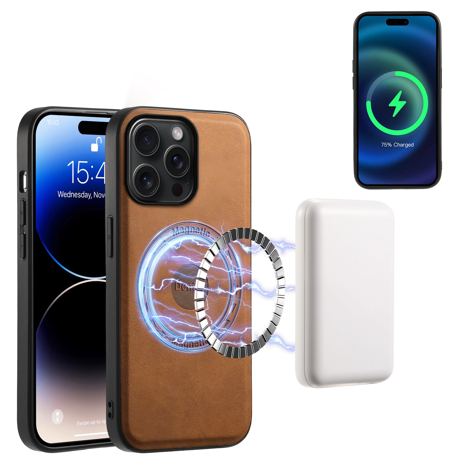 2IN1 Magnetic Phone Case & Card Bag (Brown)