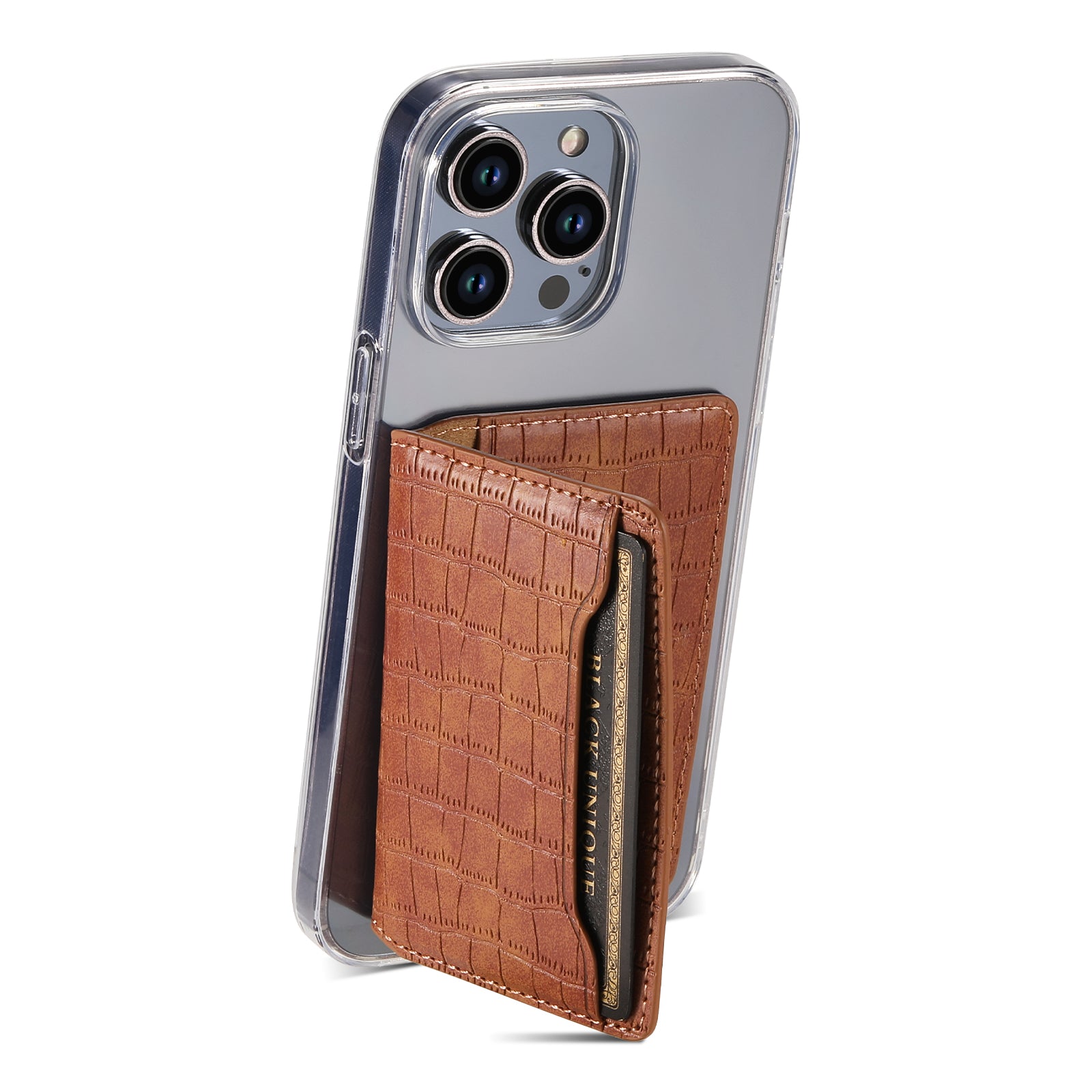 Alligator Pattern Leather Bracket Ultra-Thin Credit Card Bag(Brown)