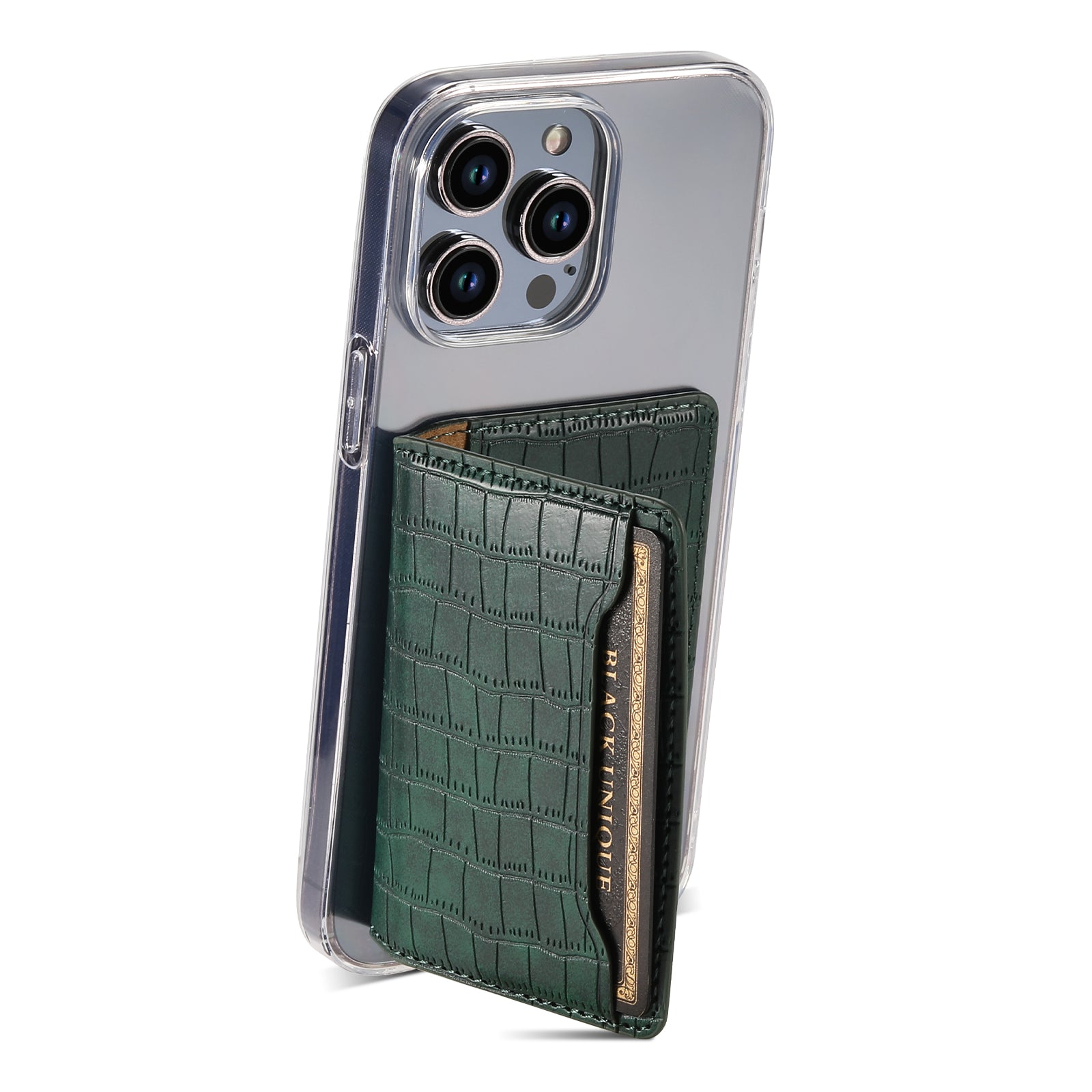 Alligator Pattern Leather Bracket Ultra-Thin Credit Card Bag(Green)