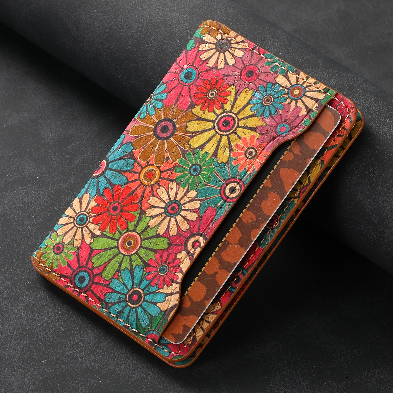 Magnetic Cork Material Ultra-Thin Credit Card Bag（Green）