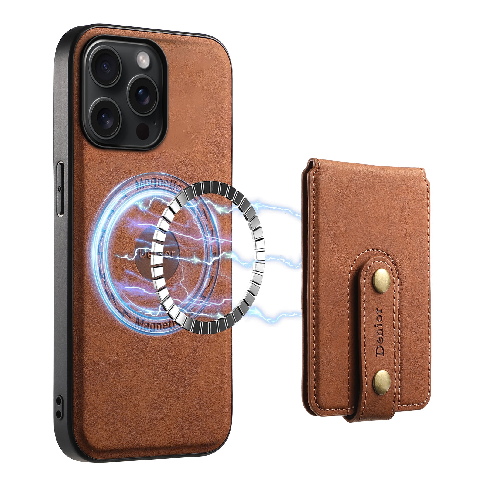 2IN1 Magnetic Phone Case & Card Bag (Brown)