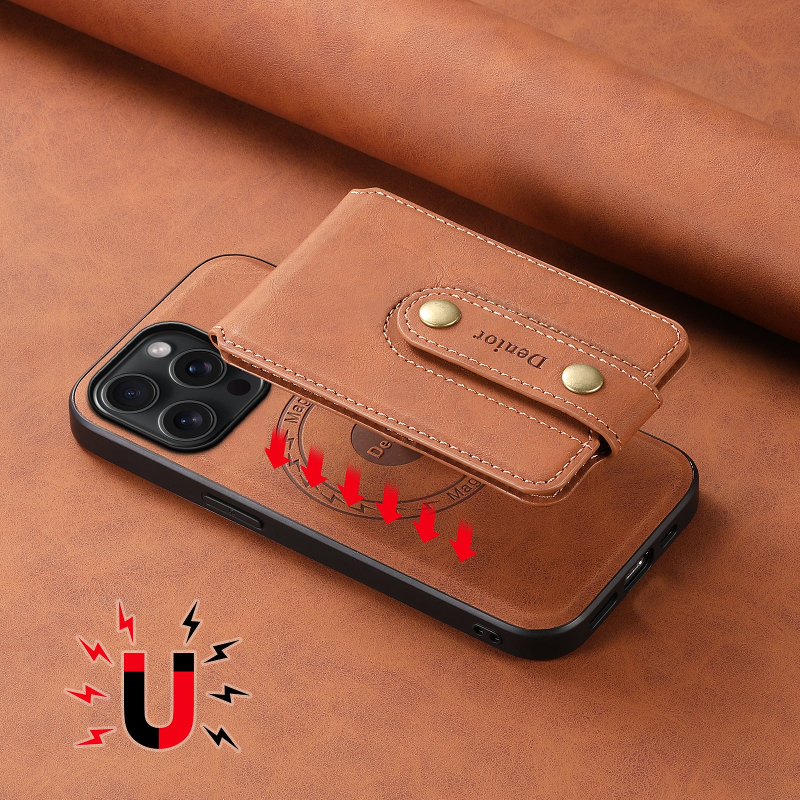2IN1 Magnetic Phone Case & Card Bag (Brown)