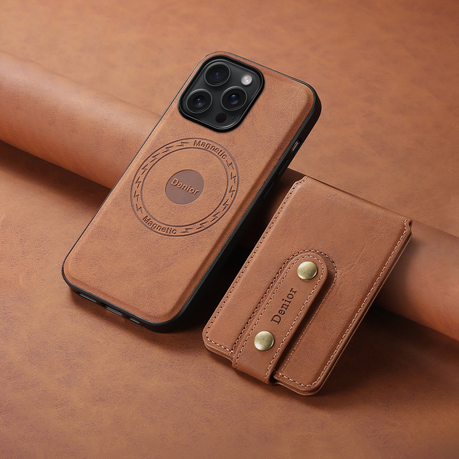 2IN1 Magnetic Phone Case & Card Bag (Brown)