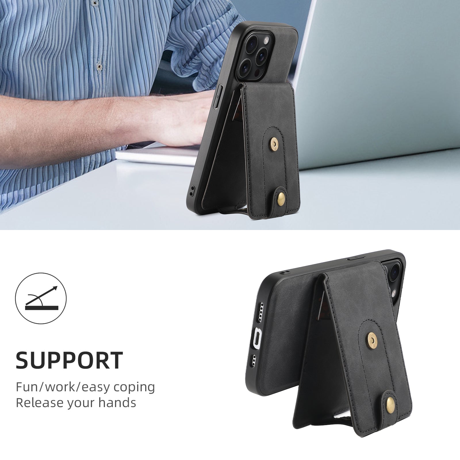 2IN1 Magnetic Phone Case & Card Bag (Black)