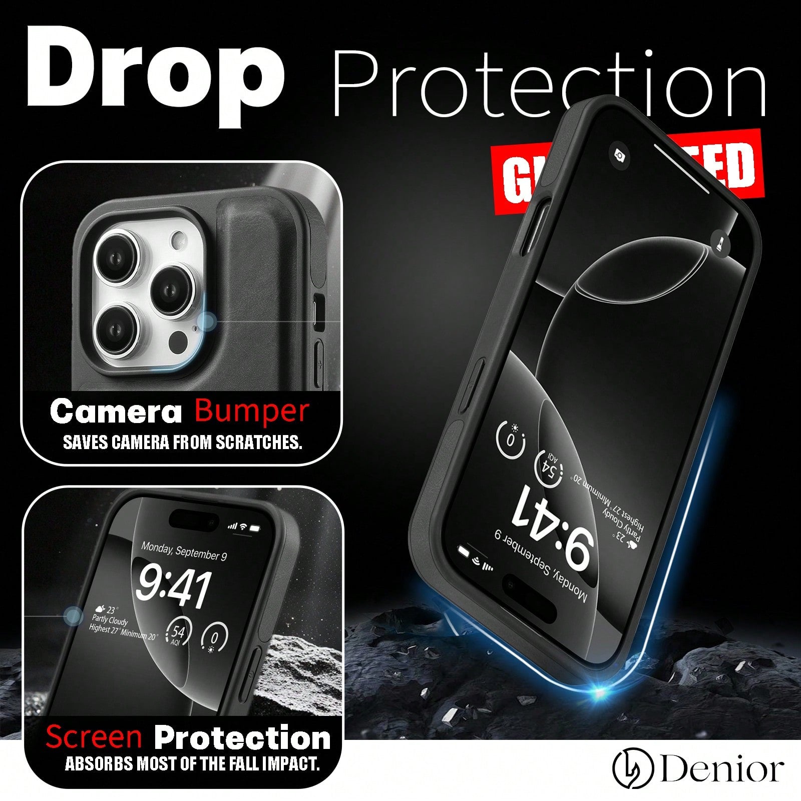 Rotatable Kickstand Case For iPhone 16-12 Series (Black)