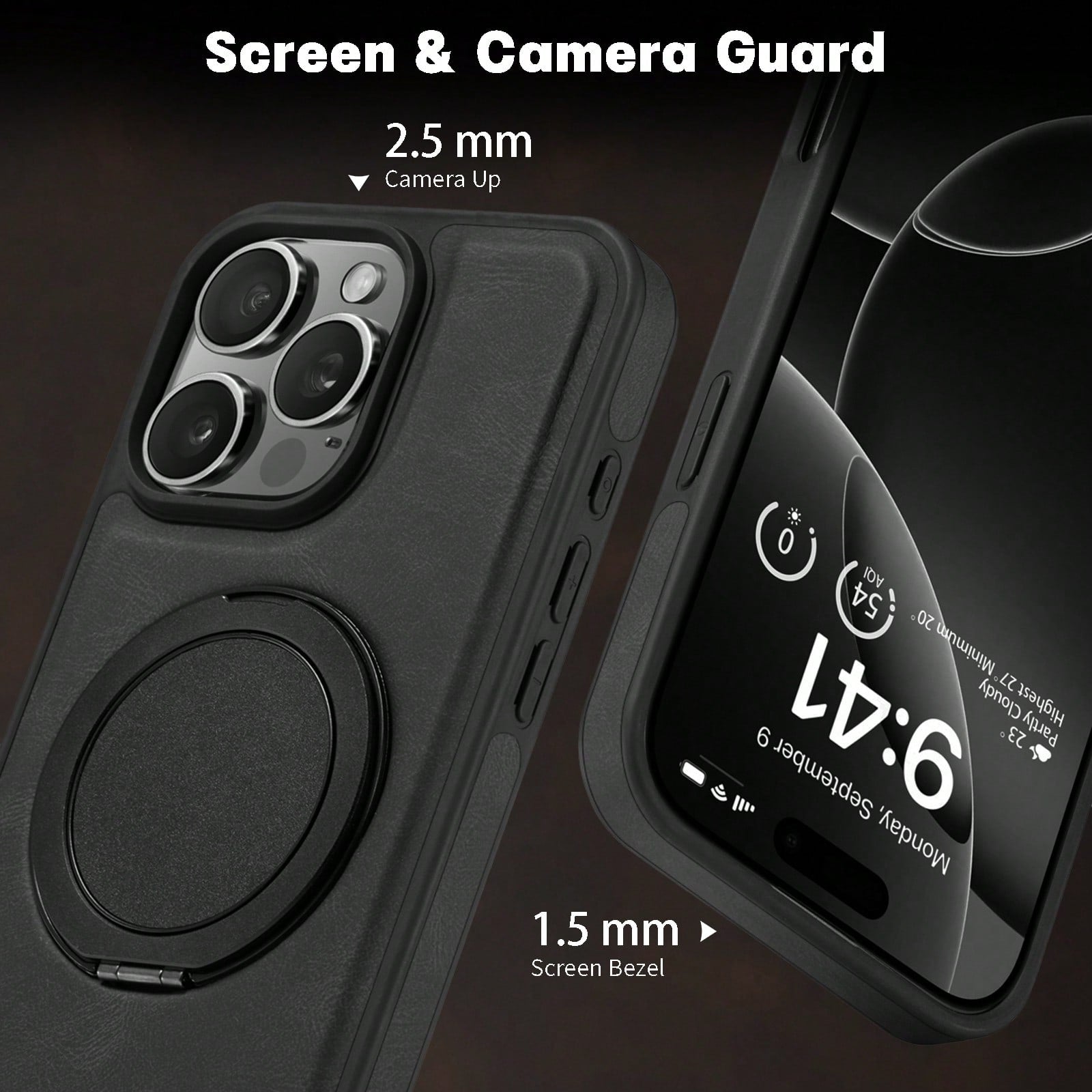 Rotatable Kickstand Case For iPhone 16-12 Series (Black)