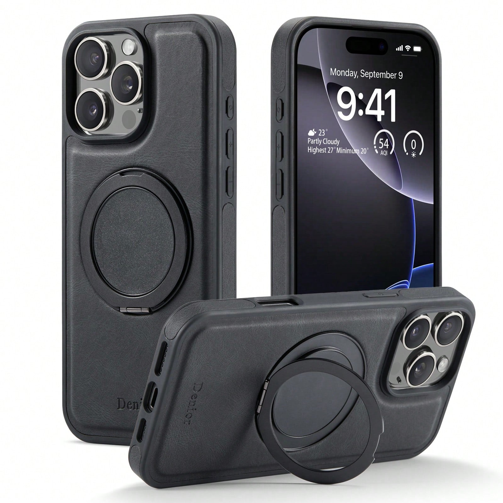 Rotatable Kickstand Case For iPhone 16-12 Series (Black)