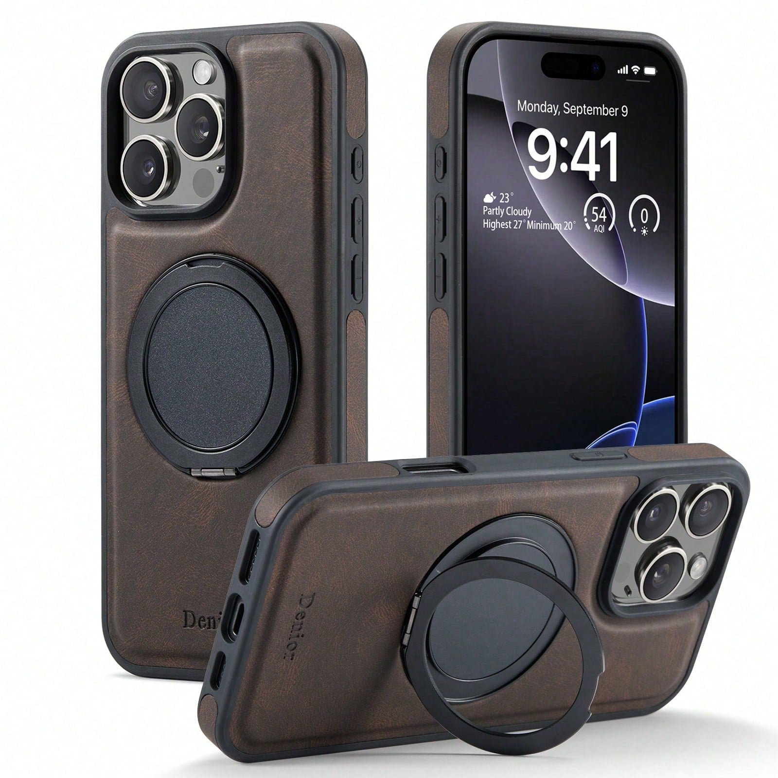 Rotatable Kickstand Case For iPhone 16-12 Series (Brown)