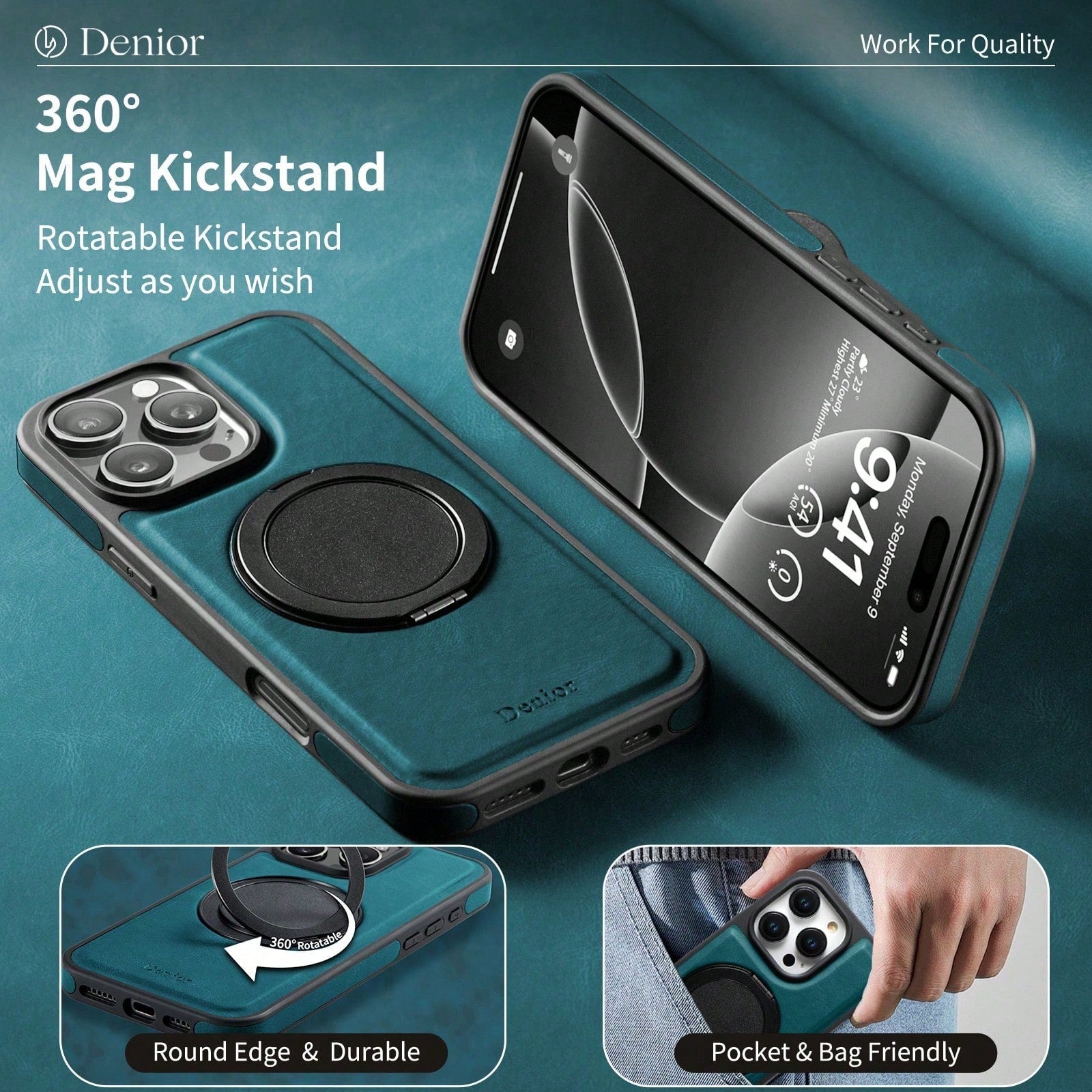 Rotatable Kickstand Case For iPhone 16-12 Series (Blue)