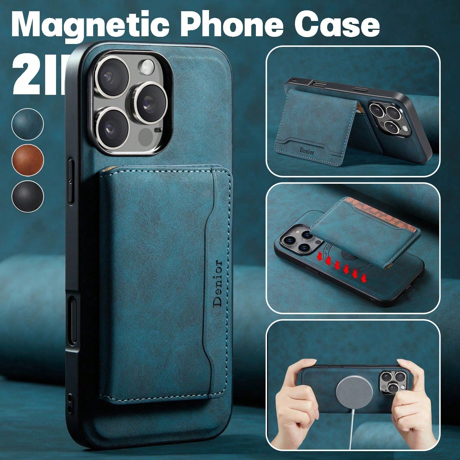 2IN1 Magnetic Case & Card Bag (Blue)