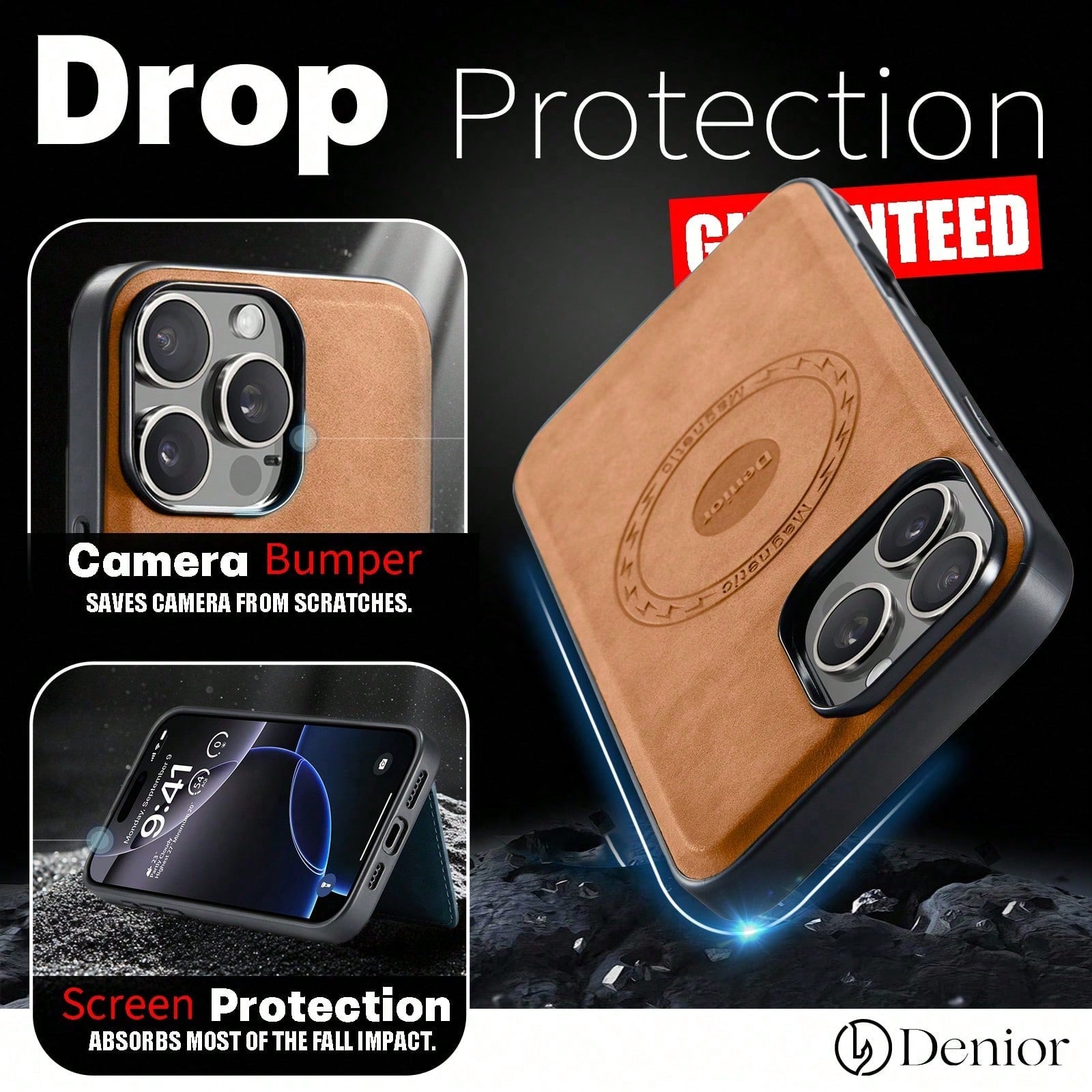 2IN1 Magnetic Case & Card Bag (Brown)