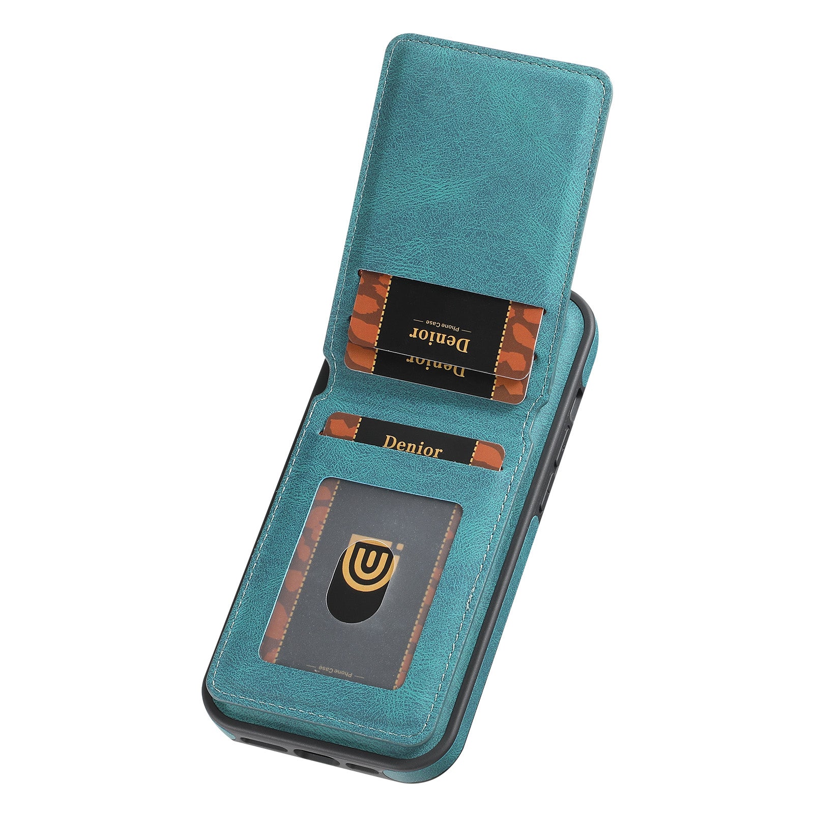 Skin-feeling Calfskin Magnetic Phone Case & Card Holder（Blue）