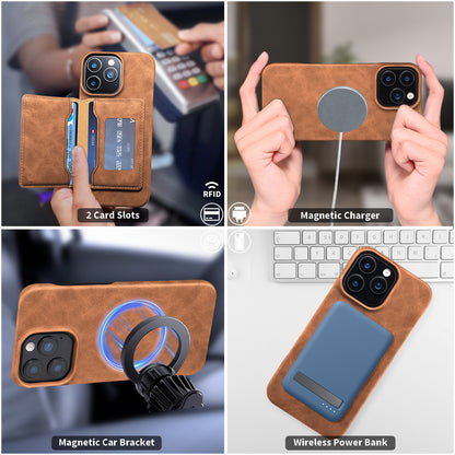 iPhone Series 2IN1 Magnetic Case & RFID Card Bag（Brown）
