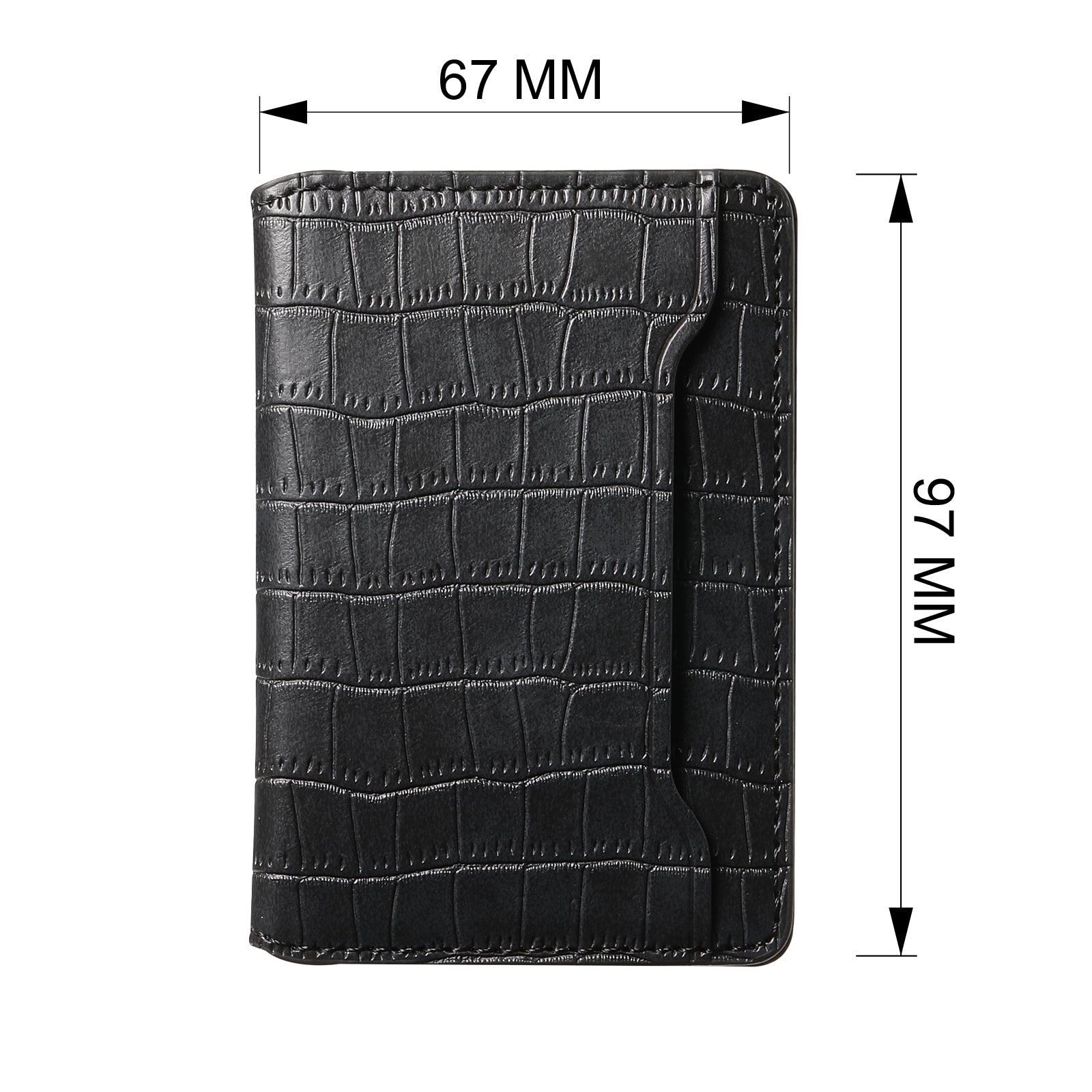 Alligator Pattern Leather Bracket Ultra-Thin Credit Card Bag（Black）