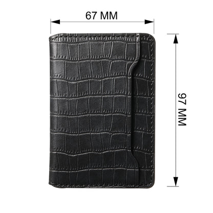 Alligator Pattern Leather Bracket Ultra-Thin Credit Card Bag（Black）