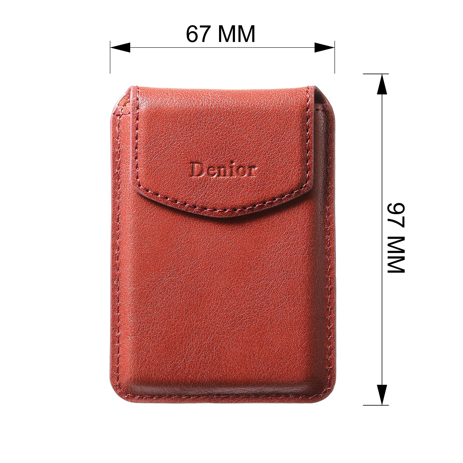 Magnetic Genuine Leather Bracket Credit Card Bag（Red）