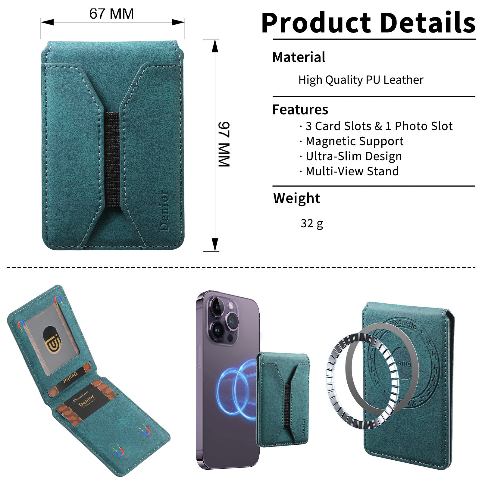 Magnetic Elastic Rope Design Card Holder (Blue)