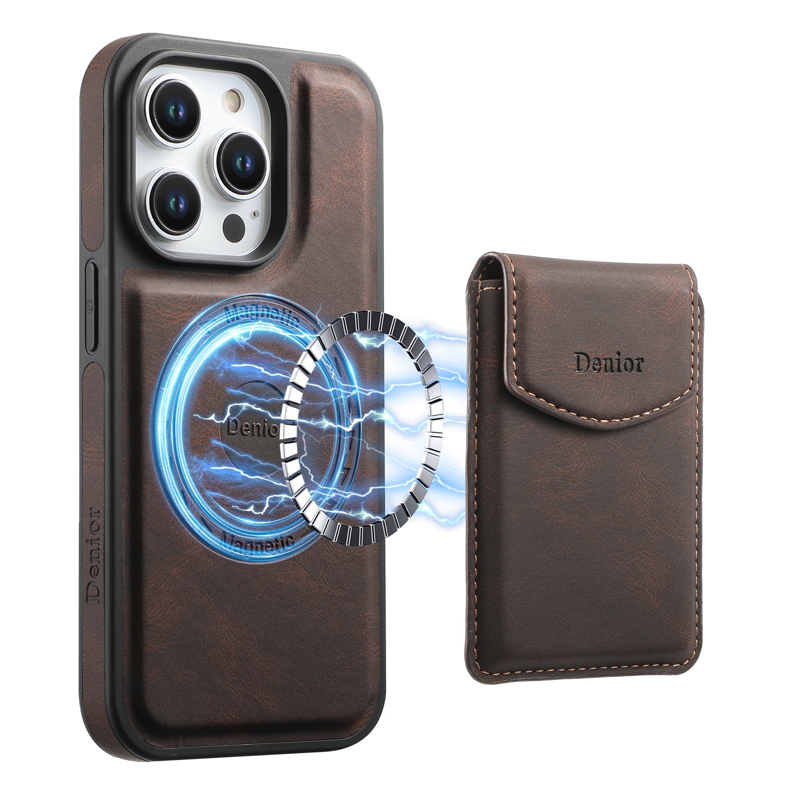 iPhone Series 2IN1 Magnetic Case & Card Bag（Brown）