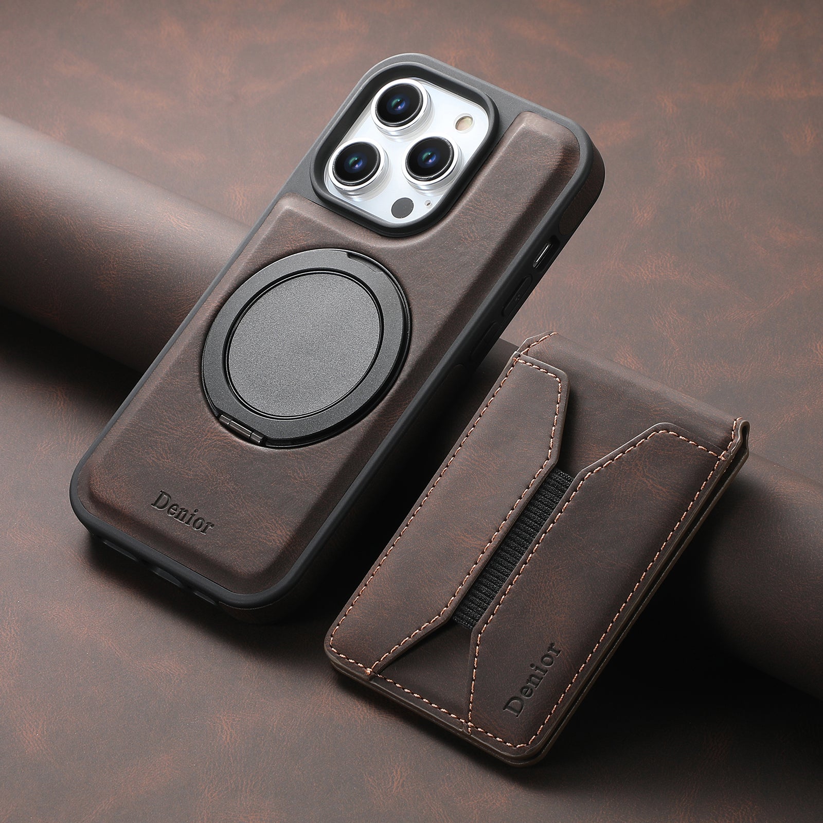 iPhone Series 2IN1 Magnetic Case & Card Bag（Brown）