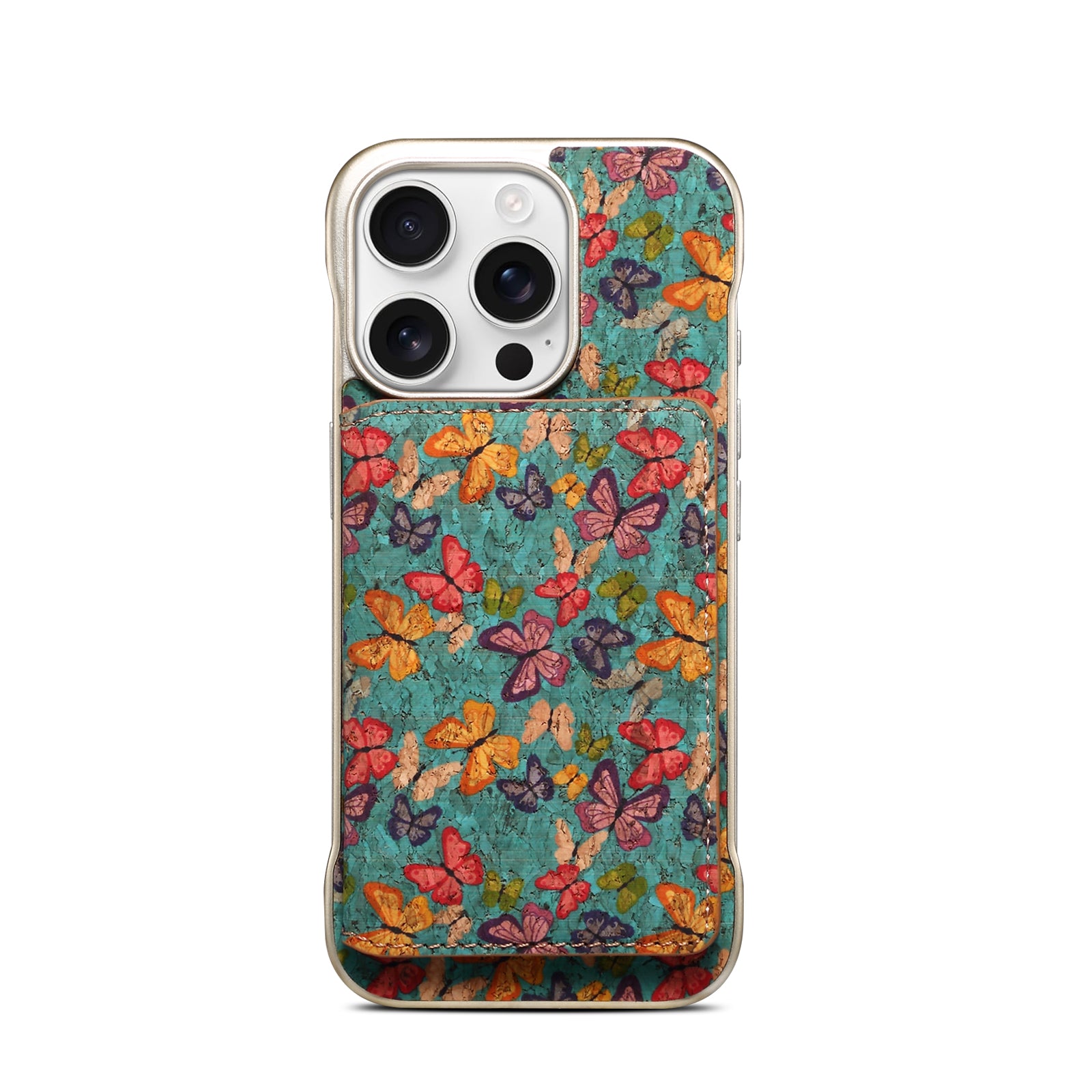 iPhone Series 2IN1 Magnetic Cork Wooden Phone Case & Card Bag（Blue）