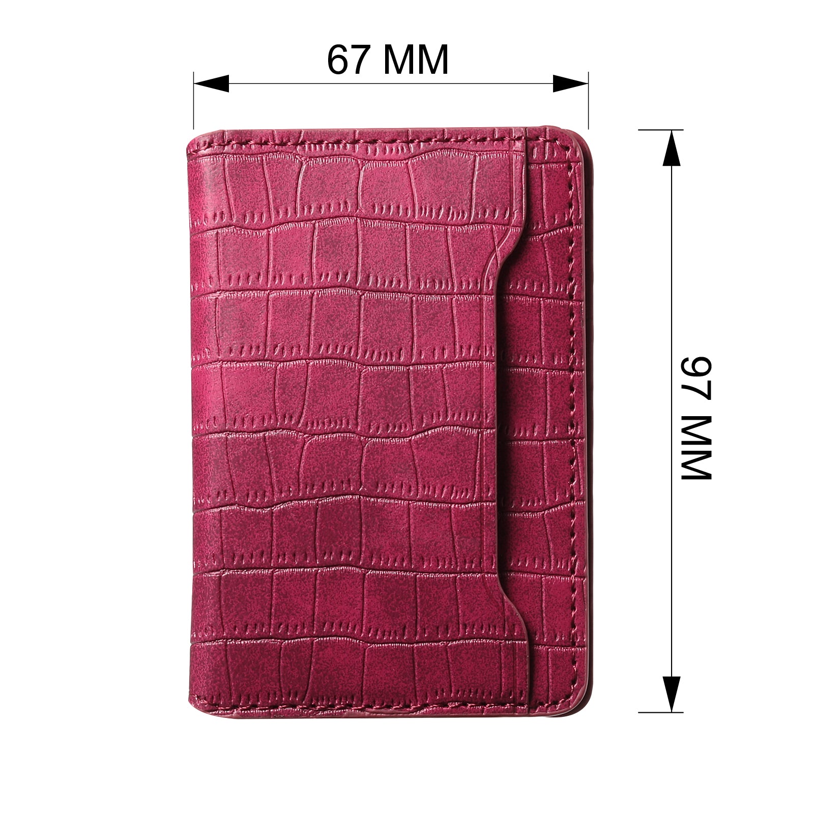 Alligator Pattern Leather Bracket Ultra-Thin Credit Card Bag（Red）