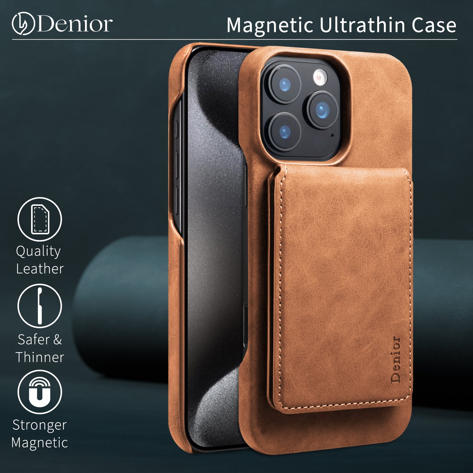 iPhone Series 2IN1 Magnetic Case & RFID Card Bag（Brown）