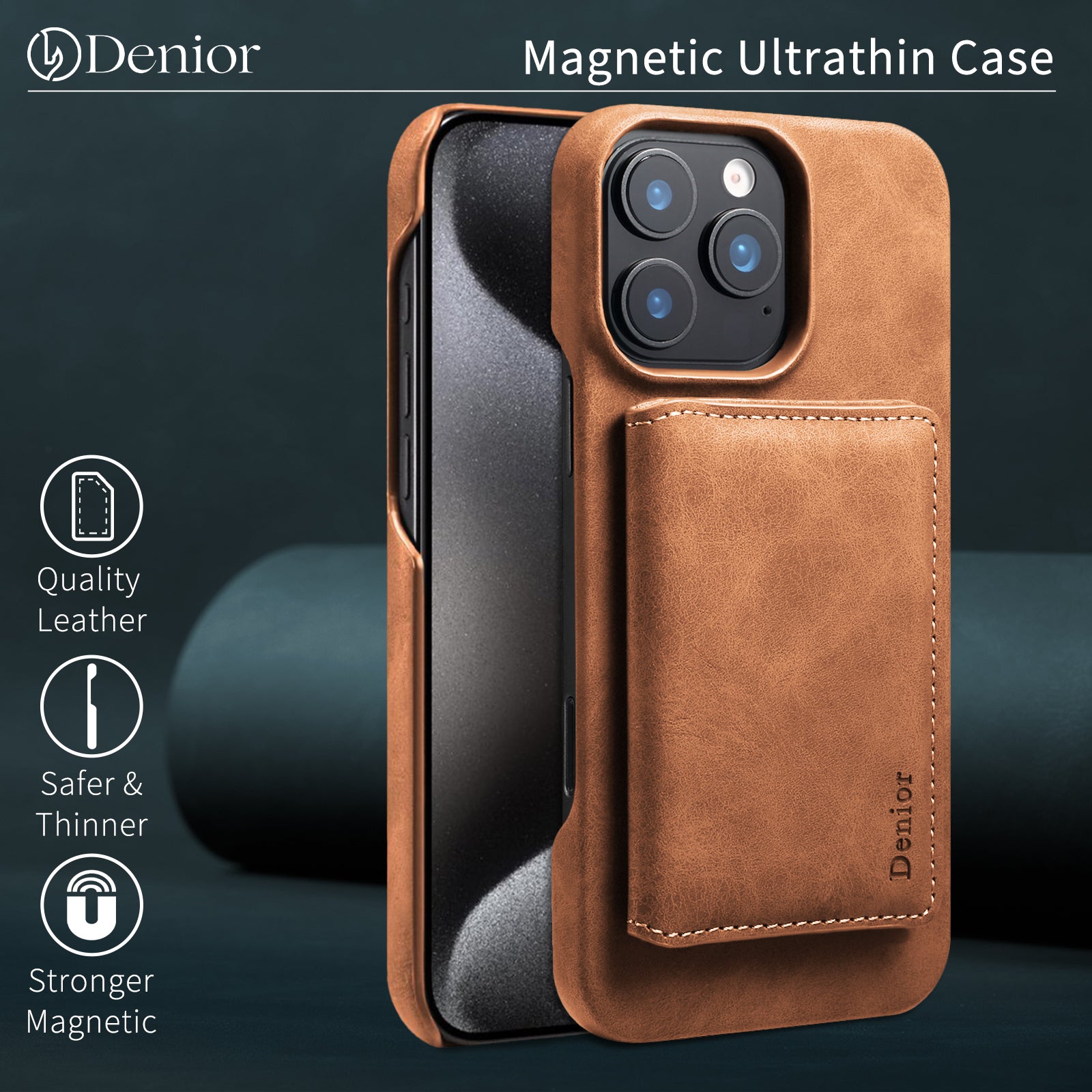 iPhone Series 2IN1 Magnetic Case & RFID Card Bag（Brown）