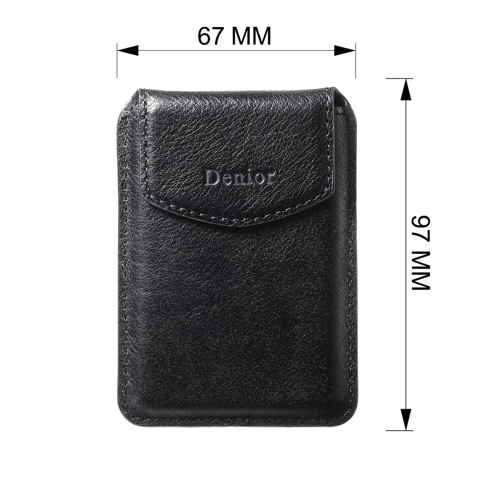 Magnetic Genuine Leather Bracket Credit Card Bag（Black）