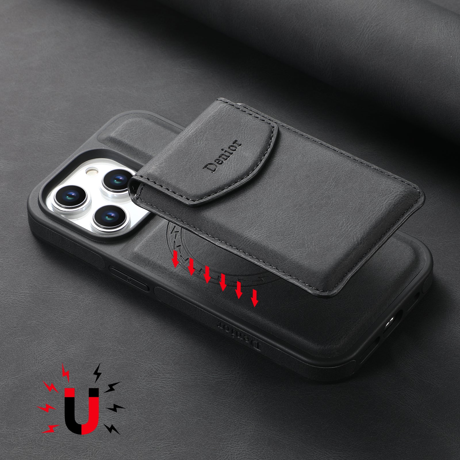iPhone Series 2IN1 Magnetic Case & Card Bag（Black）