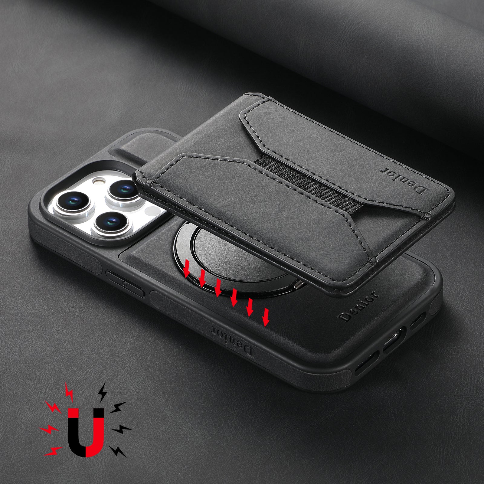 iPhone Series 2IN1 Magnetic Case & Card Bag（Black）