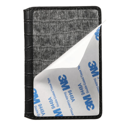Alligator Pattern Leather Bracket Ultra-Thin Credit Card Bag（Black）