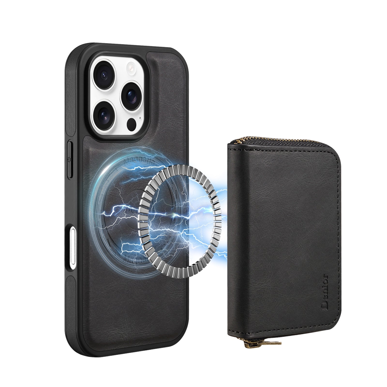 iPhone Series 2IN1 Magnetic Case & RFID Card Bag（Black）