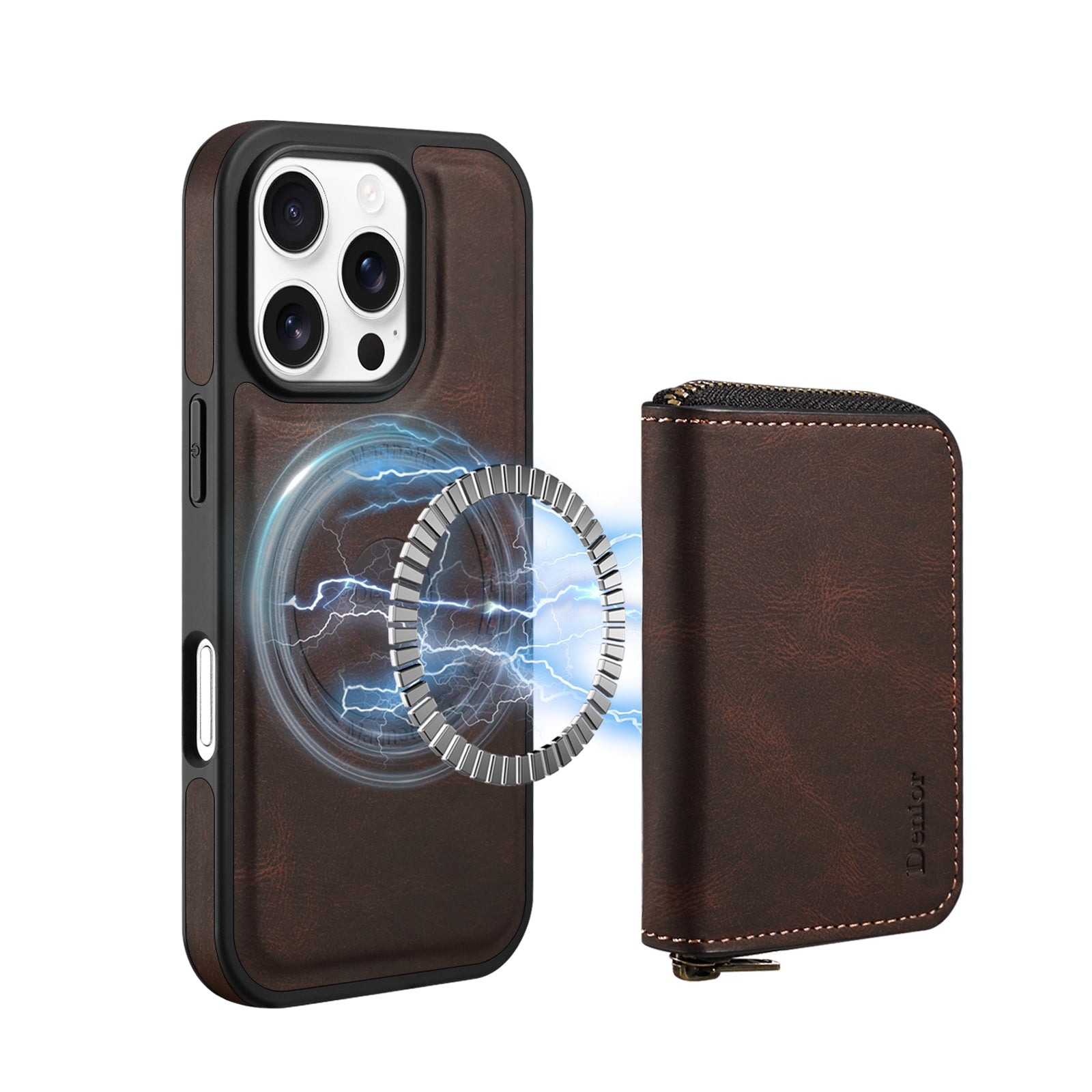 iPhone Series 2IN1 Magnetic Case & RFID Card Bag（Brown）