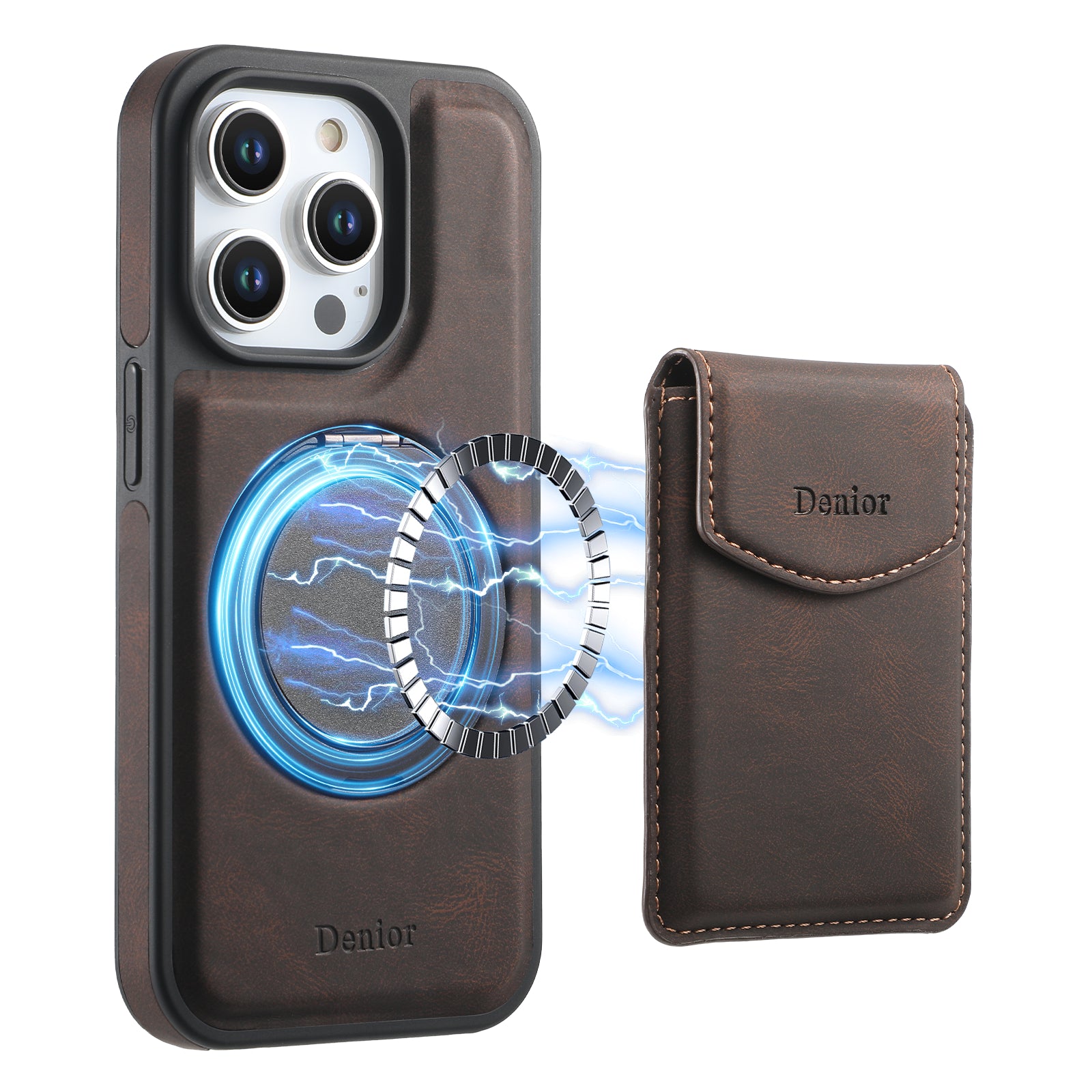 iPhone Series 2IN1 Magnetic Case & Card Bag（Brown）