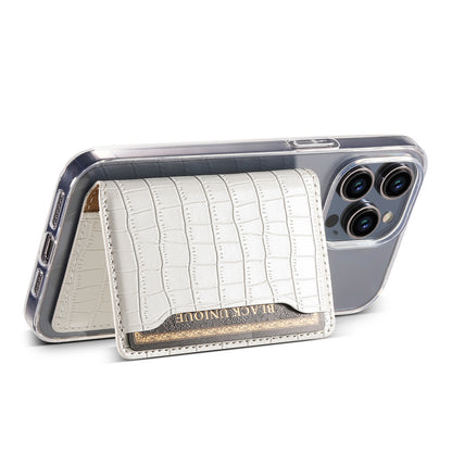 Alligator Pattern Leather Bracket Ultra-Thin Credit Card Bag（White）