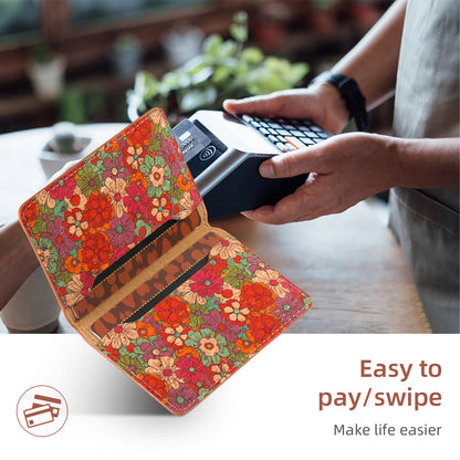 Magnetic Cork Material Ultra-Thin Credit Card Bag（Red）