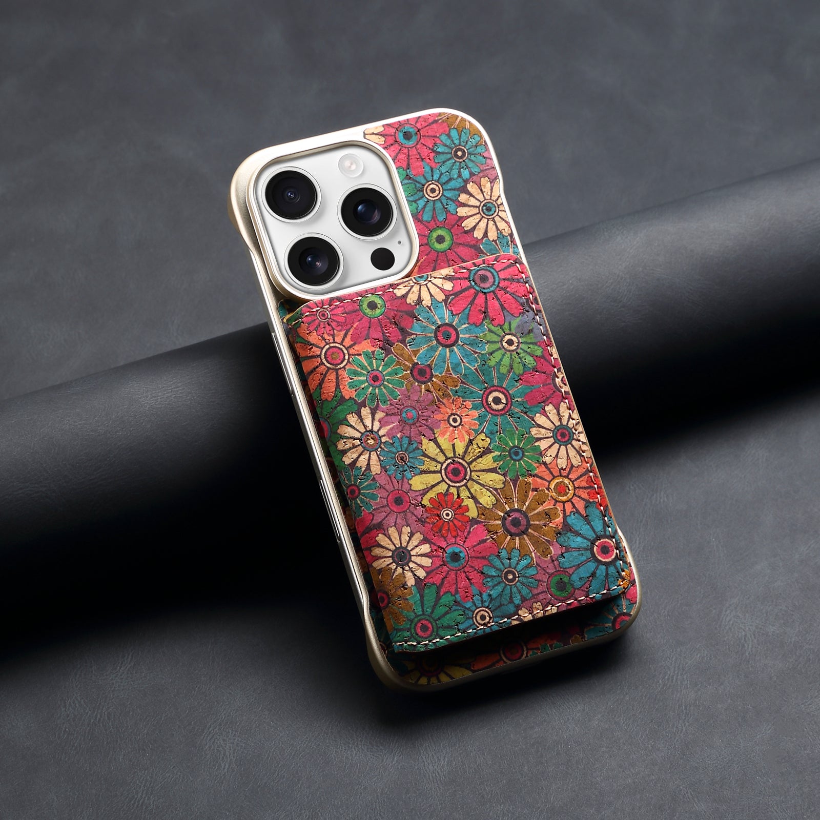 iPhone Series 2IN1 Magnetic Cork Wooden Phone Case & Card Bag（Green）
