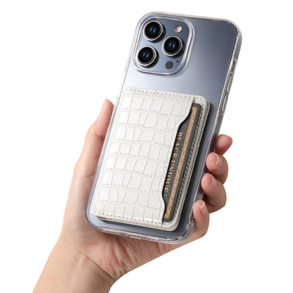 Alligator Pattern Leather Bracket Ultra-Thin Credit Card Bag（White）