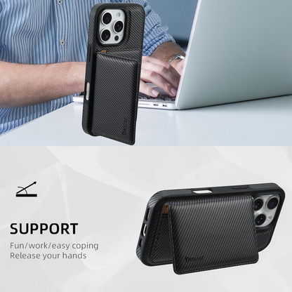 Charcoal fibre Magnetic Case & Card Bag（Black）