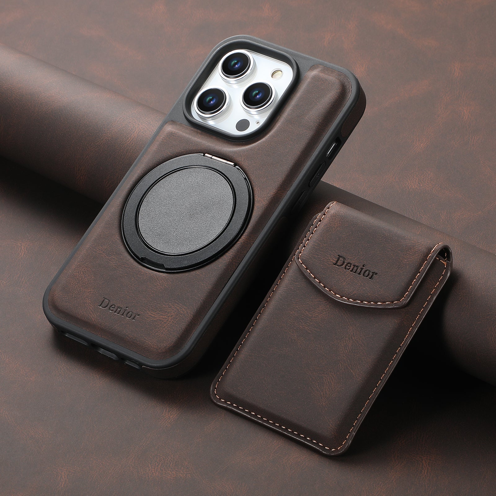 iPhone Series 2IN1 Magnetic Case & Card Bag（Brown）