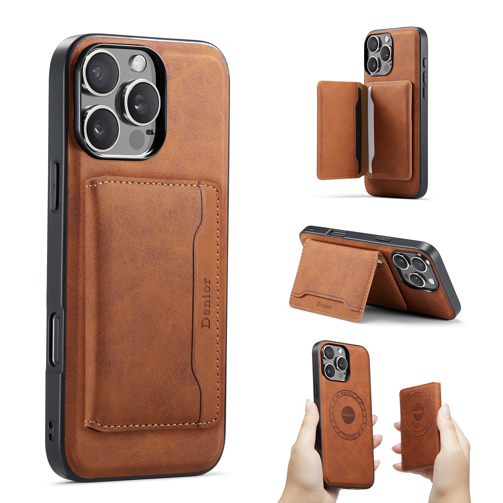 2IN1 Magnetic Case & Card Bag (Brown)