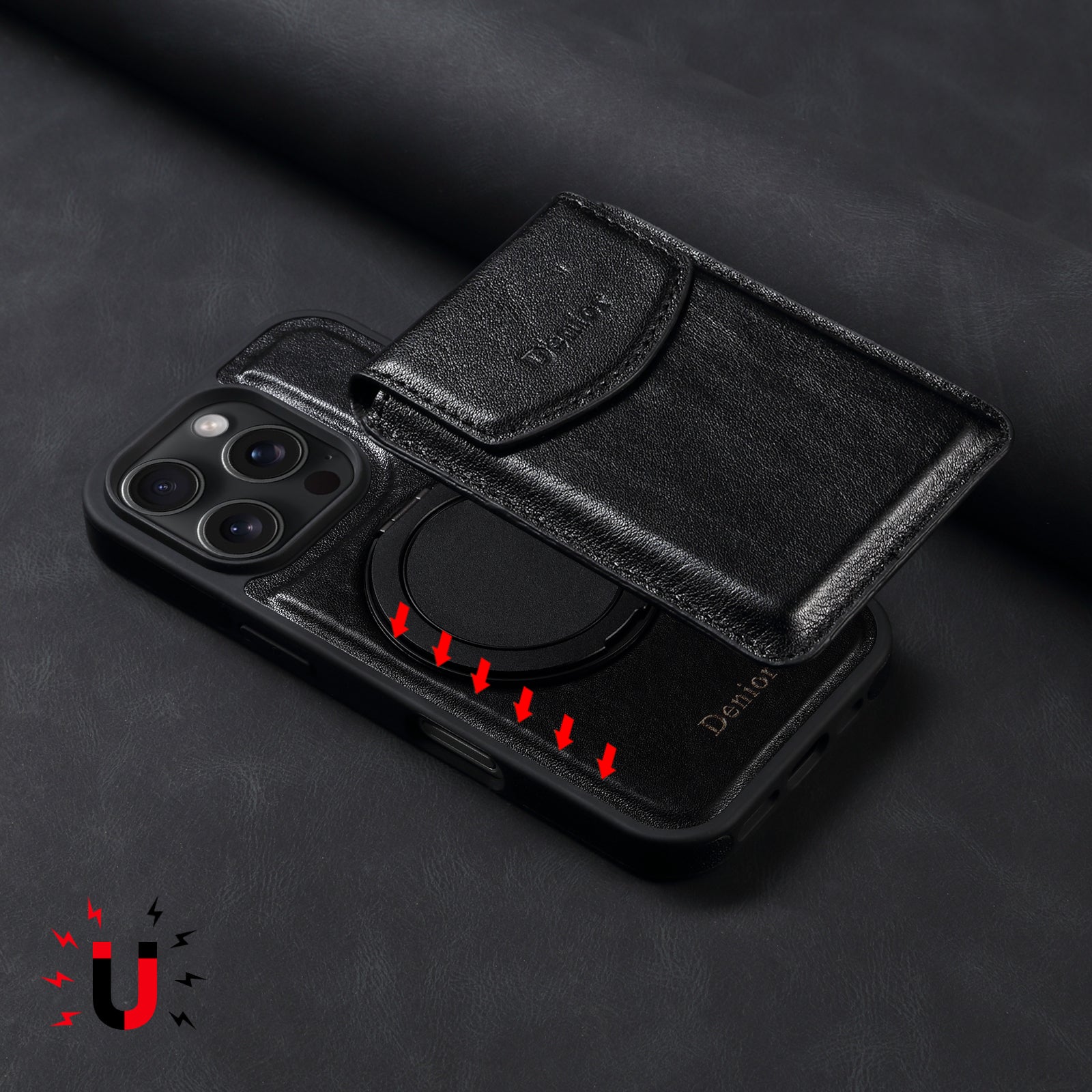 iPhone Series 2IN1 Magnetic Case & Card Bag（Black）