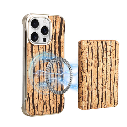 iPhone Series 2IN1 Magnetic Cork Wooden Phone Case & Card Bag（Yellow）