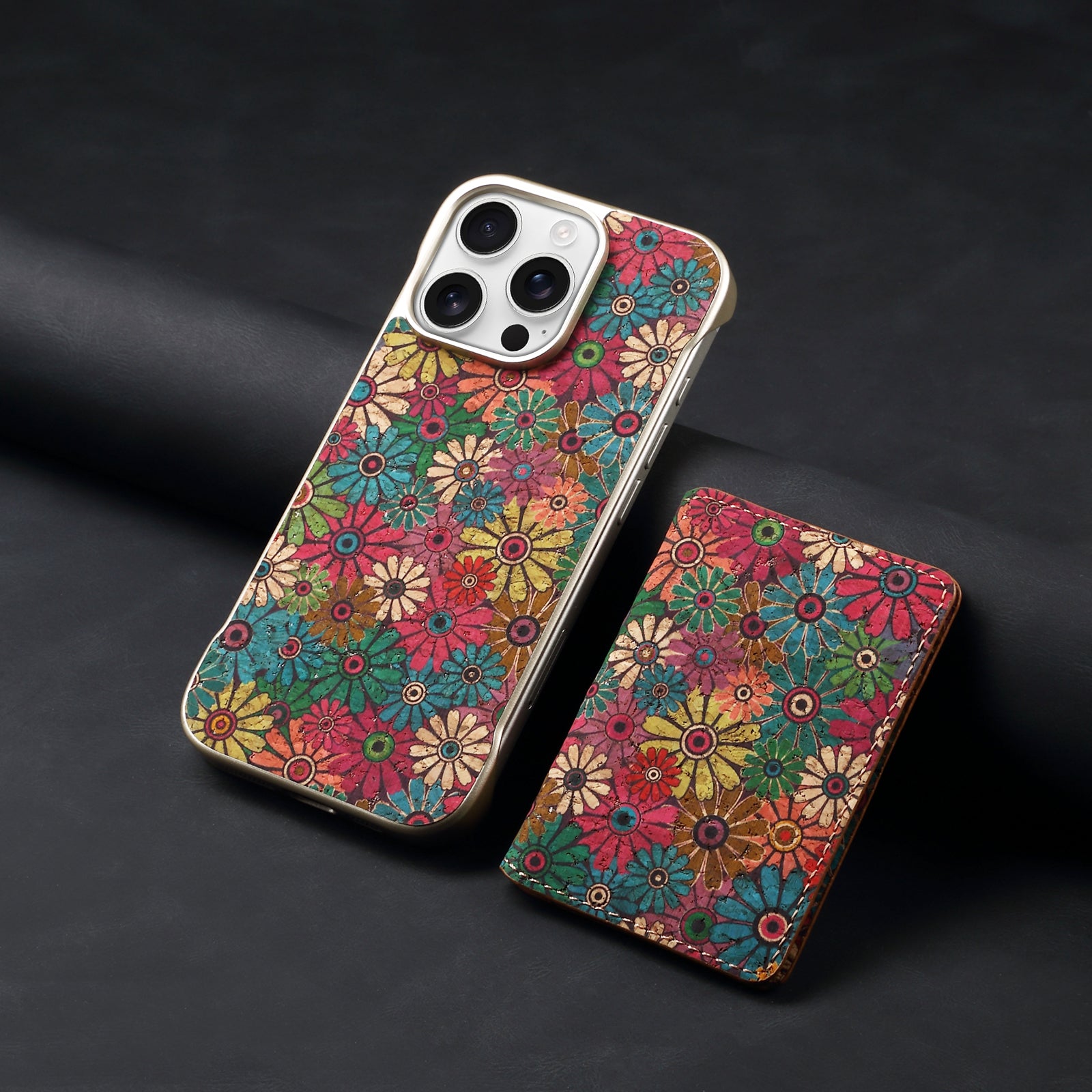 iPhone Series 2IN1 Magnetic Cork Wooden Phone Case & Card Bag（Green）