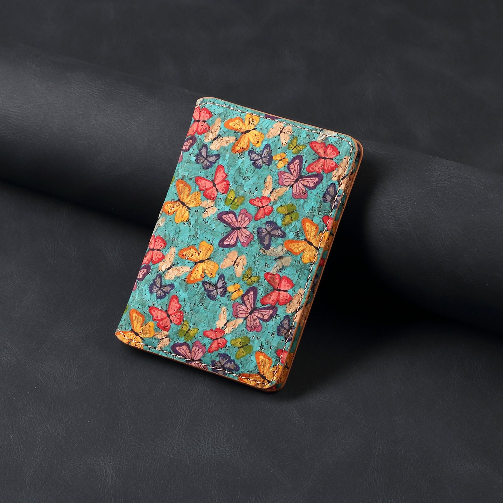 Magnetic Cork Material Ultra-Thin Credit Card Bag（Blue）