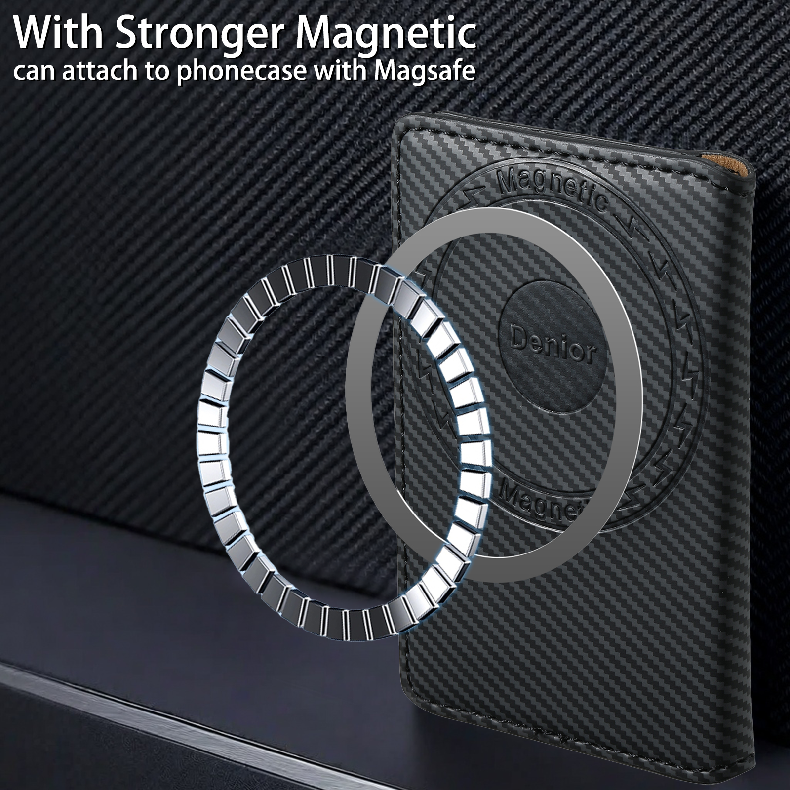 Charcoal fibre Magnetic Case & Card Bag（Black）